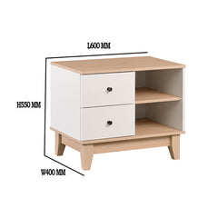 BALDWIN Natural + White Colour Particle Board With Solid Wood Leg Side Table