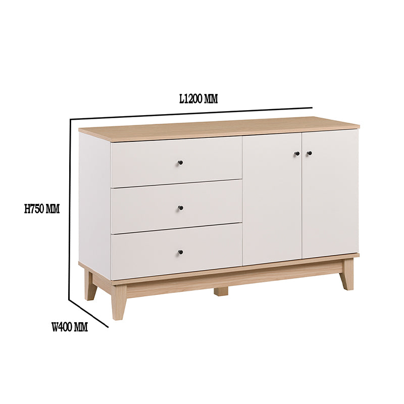 BALDWIN 1.2M Natural + White Colour Particle Board With Solid Wood Leg Console Table