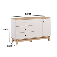 BALDWIN 1.2M Natural + White Colour Particle Board With Solid Wood Leg Console Table