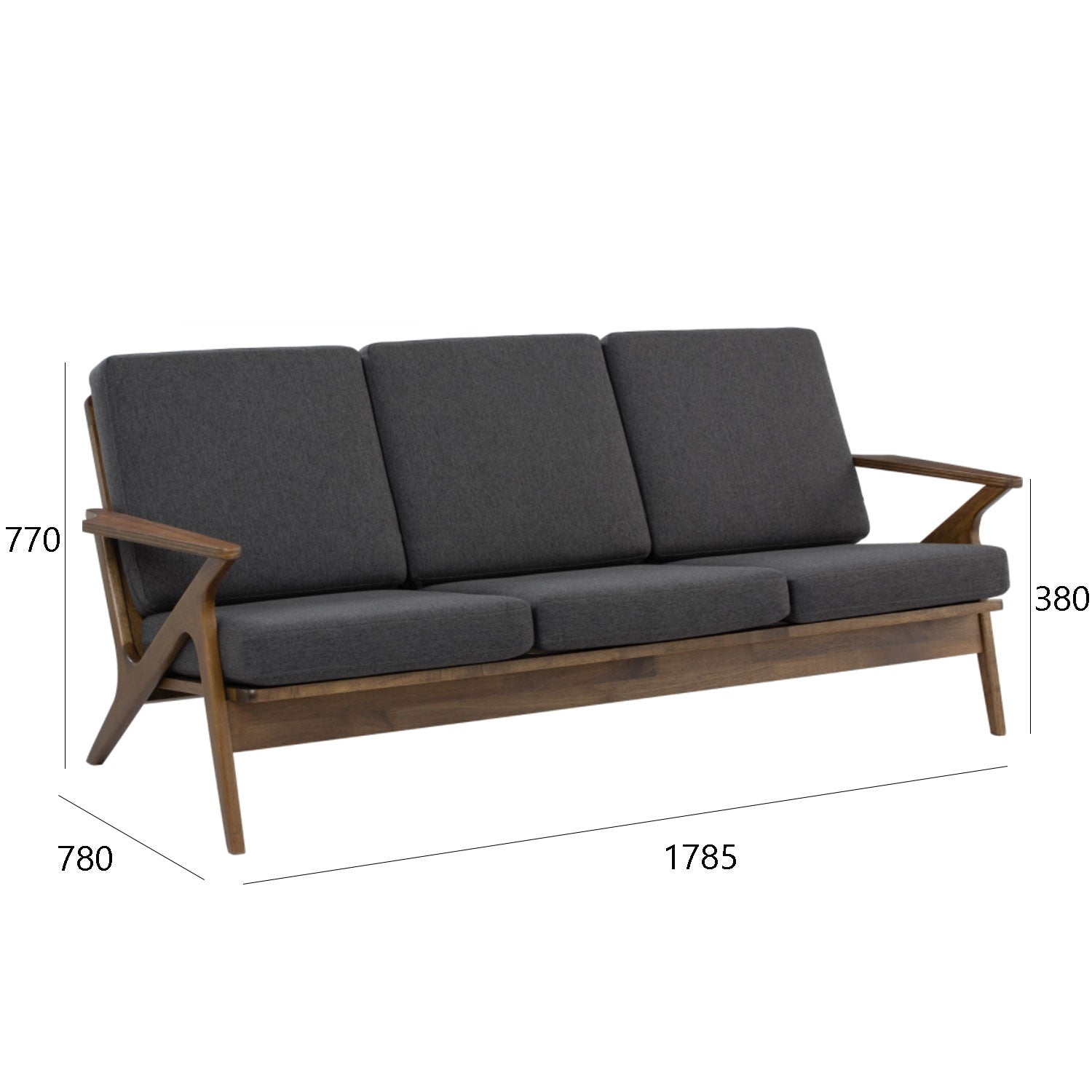 ASTON Solid Wood 3 Seater Sofa