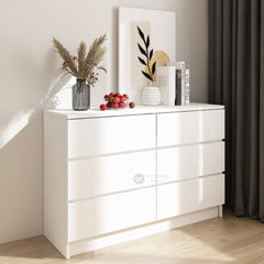 Big 6 Chest Drawer/ 3 Layer Storage/ Wardrobe/ Almari Baju Pakaian/ Drawer Cabinet Baju/ Putih White Muji Color