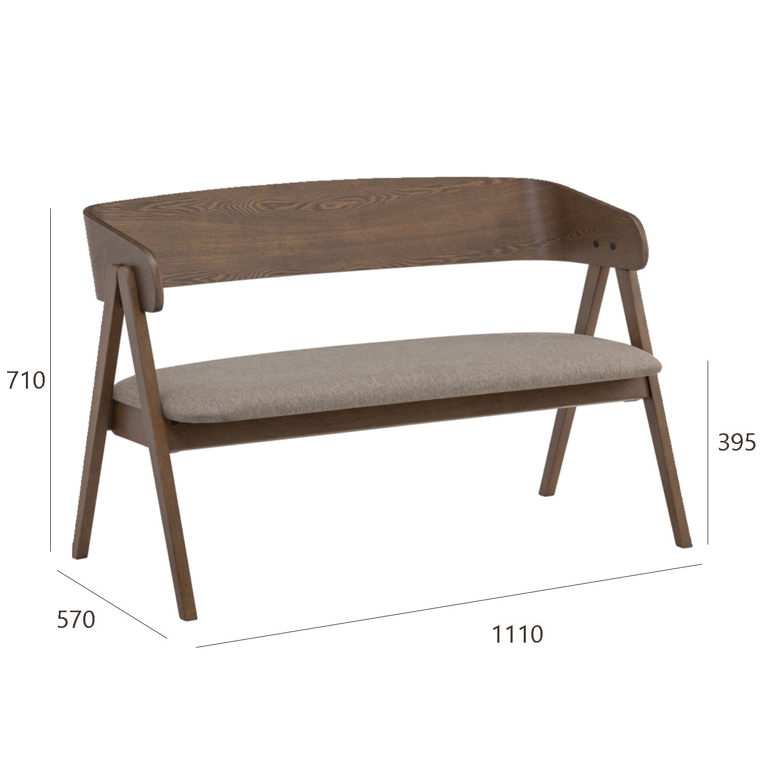 CARTER Solid Wood 2 Seater Lounge Chair