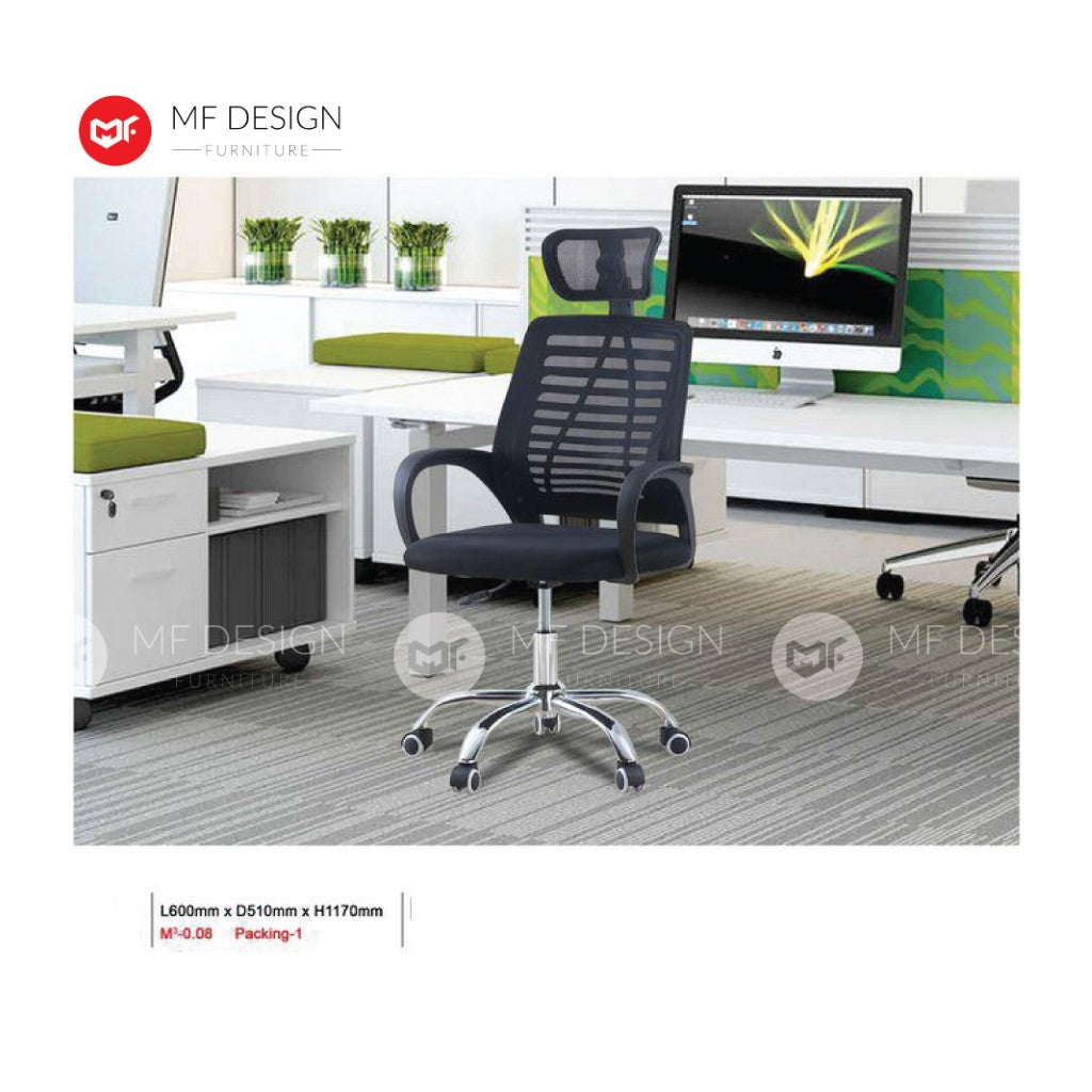 KLOVER Office Chair & Chrome Leg / Kerusi Pejabat / Kerusi Roda /Height Adjustable Swivel / gaming kerusi office /