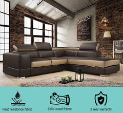 KAREN PU L shaped sofa with recline head rest